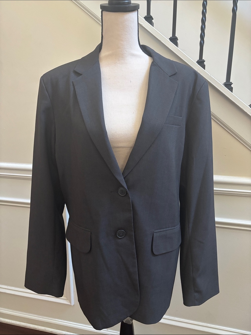 Norma Kamali Dark Gray 2 Button Blazer size 18
